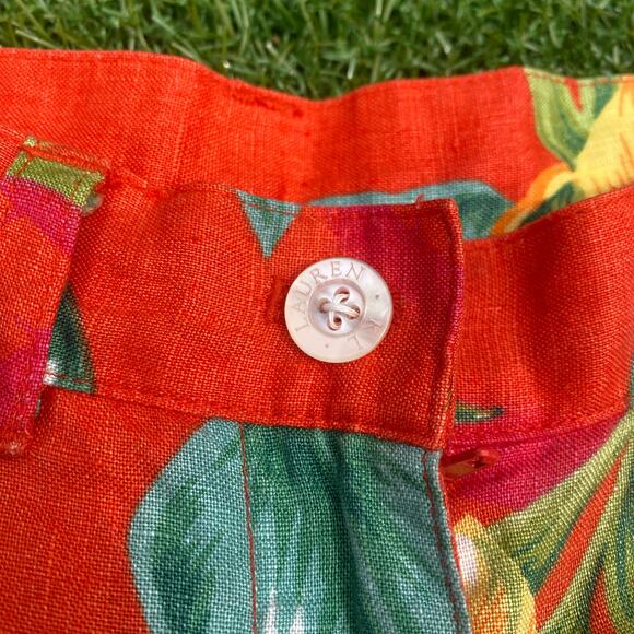 Lauren Ralph Lauren Women's 1990's Floral Linen Vintage Shorts - Picture 2 of 5